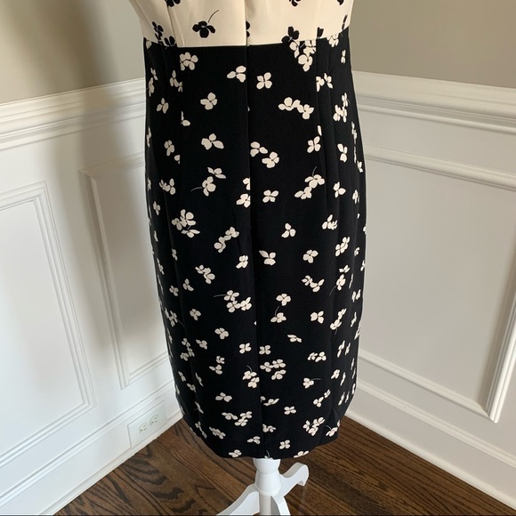 NWOT Ann Taylor Cream And Black Floral Print Dress Size 6 - Picture 6 of 8
